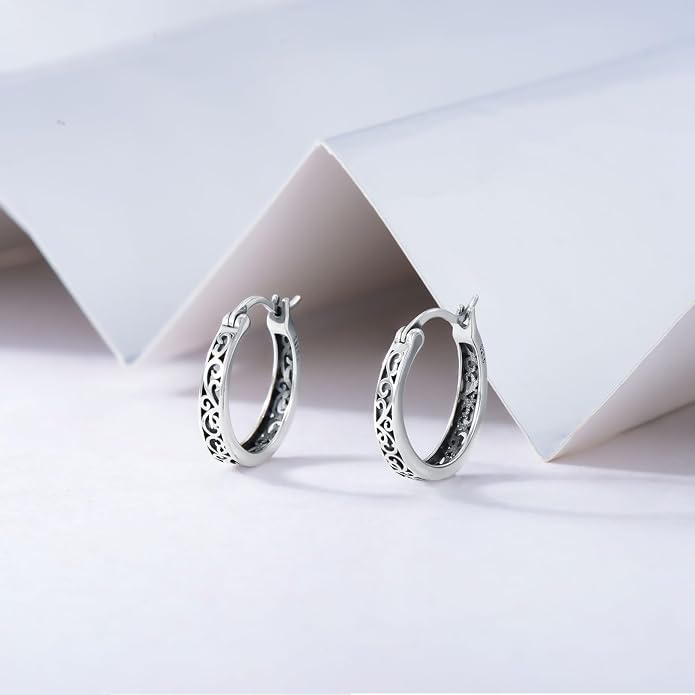 Sterling Silver Hoop Earrings Small Hoop Sun/Leaf/Triangle Huggie Earrings for Women Hypoallergenic