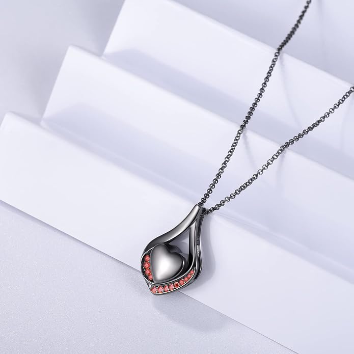 Cremation Jewelry 925 Sterling Silver Teardrop Urn Necklace for Ashes Heart Shape Memorial Keepsake Pendant for Human Ashes for Women Gift