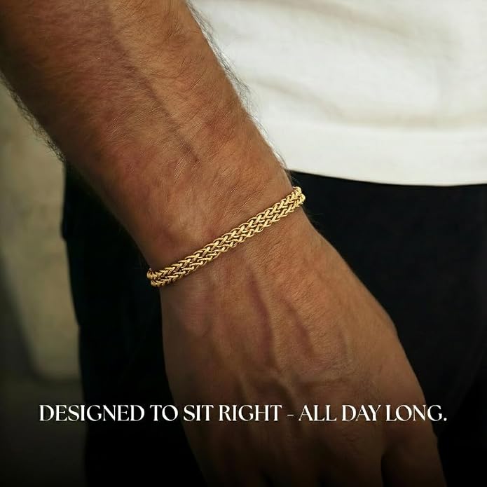 Galis Mens Bracelet - Stainless Steel, Non Tarnish Rope Chain Bracelets, Stylish Fathers Day Gift for Dad, Husband, Boyfriend.