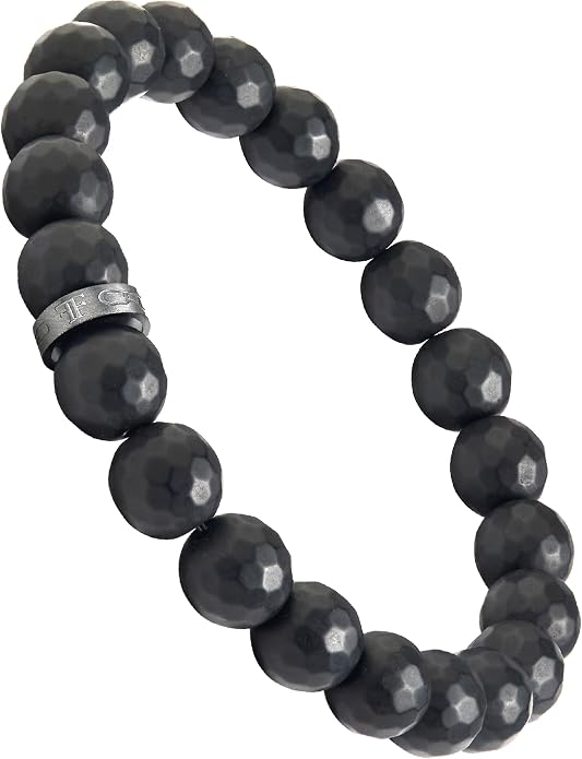 Forge & Foundry Faceted Matte Black Onyx Stone Beaded Bracelet | Custom Signature Stainless Steel Bead | ‘Pindar’ | 8mm and 10mm Bead Desgins | Refined Hand-Crafted Jewelry