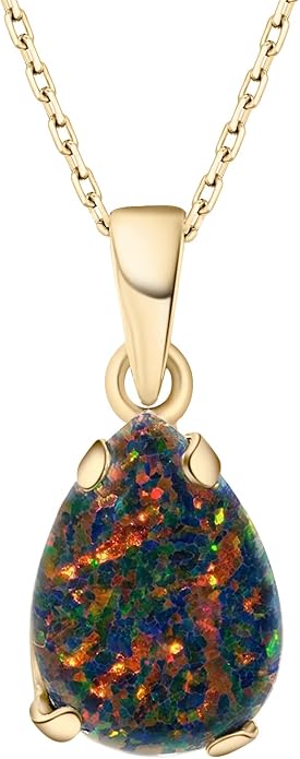 14K Gold Plated Gemstone Teardrop Necklace for Women – Dainty Birthstone Jewelry – Elegant Everyday Gold Necklace – Gift for Her