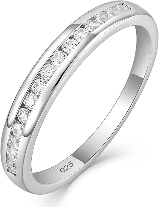 YL Stackable Rings 925 Sterling Silver Halo Birthstone Eternity Bands Jewelry for Women