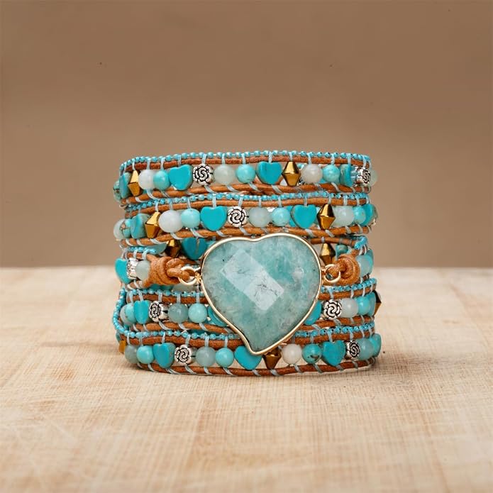 YGLINE Natural Stone Bracelet 3 Wraps Bracelet Handmade Boho Bracelet for Women Bracelet