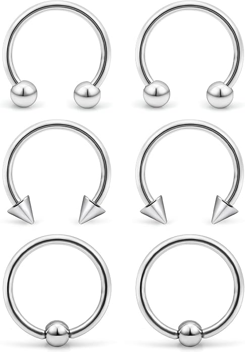 00G 0G 2G 4G 6G 8G 10G 12G 14G 16G Septum Rings Silver Black Surgical Steel Heavy Gauges Earrings Stretching kit Eyebrow Lip Septm Nose Rings Helix Tragus Daith Rook Earrings Hoops 10mm-19mm