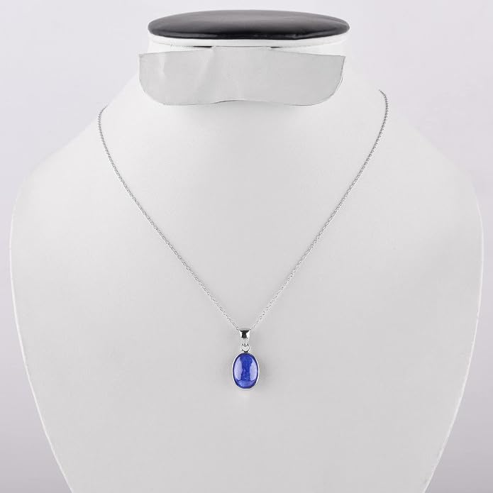 Natural Gemstone Pendant Necklace for Women, Healing Stone Chakra Crystal Birthstone 925 Sterling Silver Chain 18 Inch Birthday Christmas Gifts