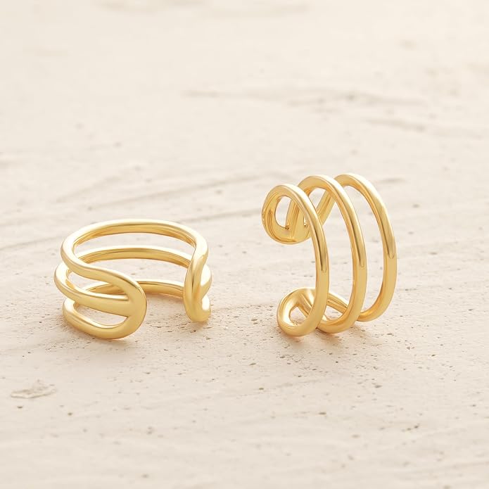 MYEARS Women Ear Cuff Earring Gold Non Pierced Ear Cartilage Clip on Wrap Hoop 14K Gold Filled Tiny Boho Beach Simple Minimalist Delicate Handmade Hypoallergenic Jewelry Gift-Sold as Single/Pair