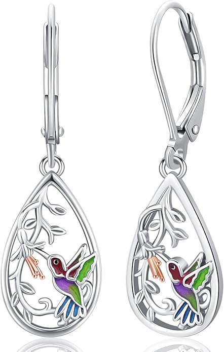 Odinstone 925 Sterling Silver Earrings Tree of Life Teardrop Moonstone Dangle Drop Leverback Earrings for Women