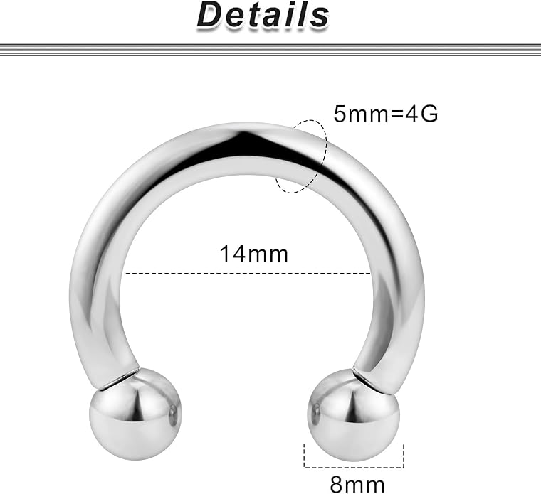 00G 0G 2G 4G 6G 8G 10G 12G 14G 16G Septum Rings Silver Black Surgical Steel Heavy Gauges Earrings Stretching kit Eyebrow Lip Septm Nose Rings Helix Tragus Daith Rook Earrings Hoops 10mm-19mm