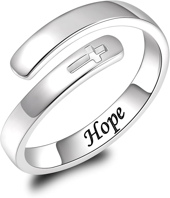BEILIN 925 Sterling Silver Inspirational Jewelry Rings Adjustable Ring Personality Encouragement Gift for Teens Women