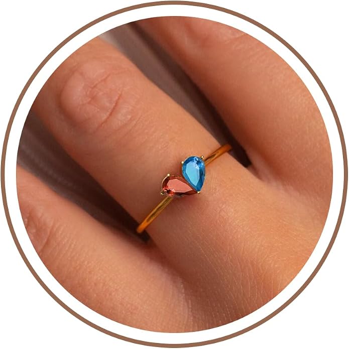 Birthstone Rings for Women, Non Tarnish Gold Rings 2026 Graduation Gifts Birthday Gift Trendy Teen Girl Stuff Dainty 14K Plated Adjustable CZ Stacking Promise Ring Anniversary Jewelry for Friend Sister Girlfriend Daughter