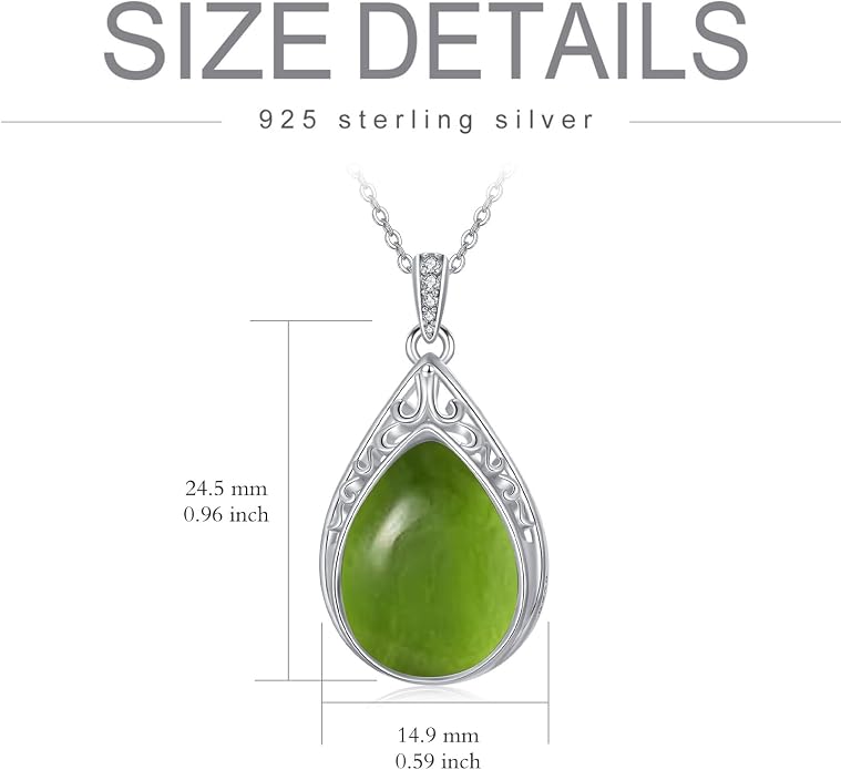HPQQ Teardrop Necklace 925 Sterling Silver Filigree Gemstone Pendant Necklace Fine Jewelry Birthday Mother's Day Gifts for Women Her Mom