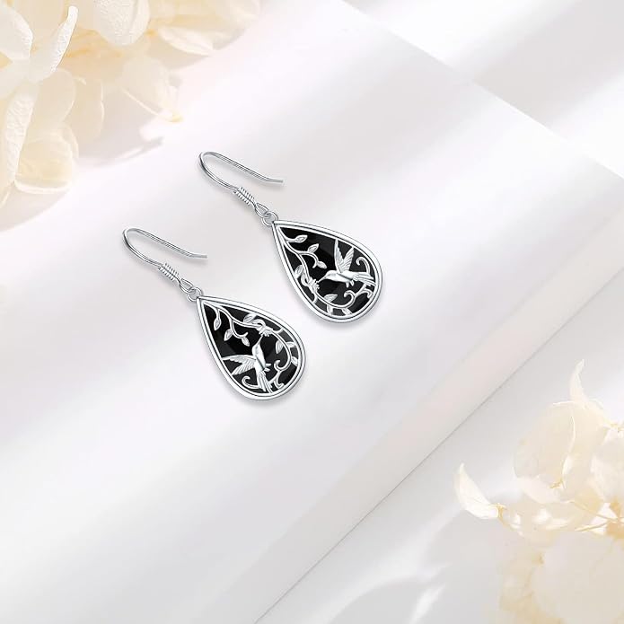 Dangle Earrings Sterling Silver Moonstone/Turquoise/CZ/Crystal Earrings for Women Tree of Life Animal Filigree Leverback Earrings Jewelry Gifts