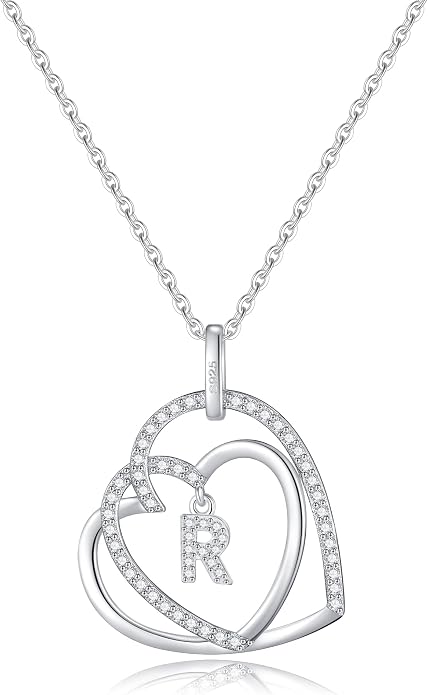 Infinity Heart Necklaces for Women, S925 Sterling Silver Initial Necklace Womens Jewelry Mothers Day Gifts Girls Valentines Gifts for Her Christmas Birthday Gifts for Women Mom Wife Girlfriend