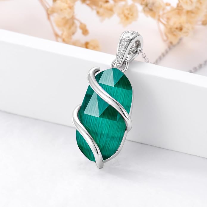 HPQQ Necklace for Women 925 Sterling Silver Dainty Gemstone Pendant Fine Jewelry Birthday Mothers Day Gifts for Mom Wife Her