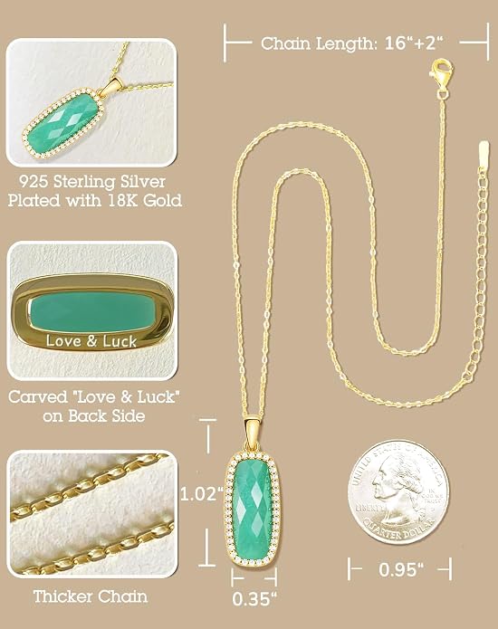 Natural Gemstone New Beginnings Birthday Graduation Gifts 925 Silver Jewelry Plated with 18K Gold Protection Necklace for Women