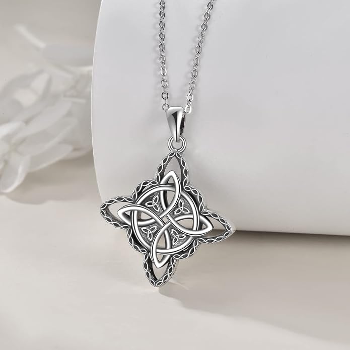 VONALA S925 Sterling Silver Celtic Owl/Moon Wolf/Horse/Dragon/Viking/Anchor Necklace Celtic Knot Pendant Necklace Irish Vintage Necklace Gifts for Women Teens Men Unisex
