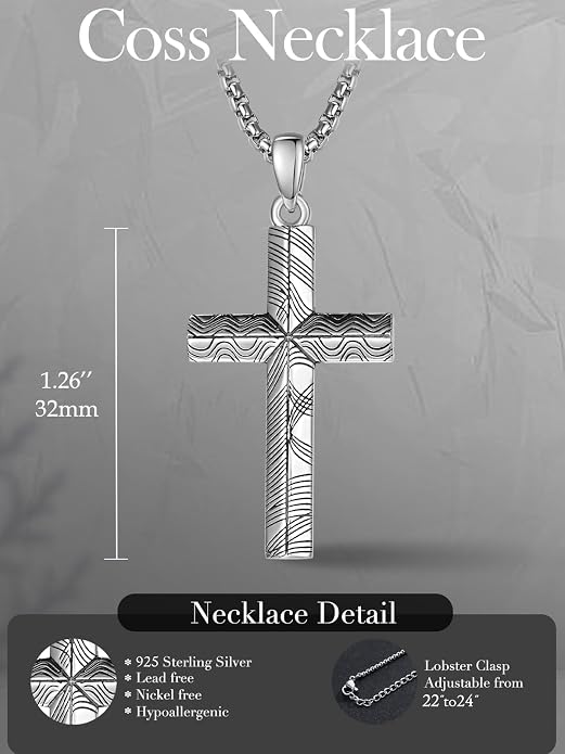 PRAYMOS Cross Necklace for Women Men, 925 Sterling Silver Simple Dainty Cross Necklace, Christian Religious Jewelry, Mothers Day Fathers Day Anniversary Birthday Gift