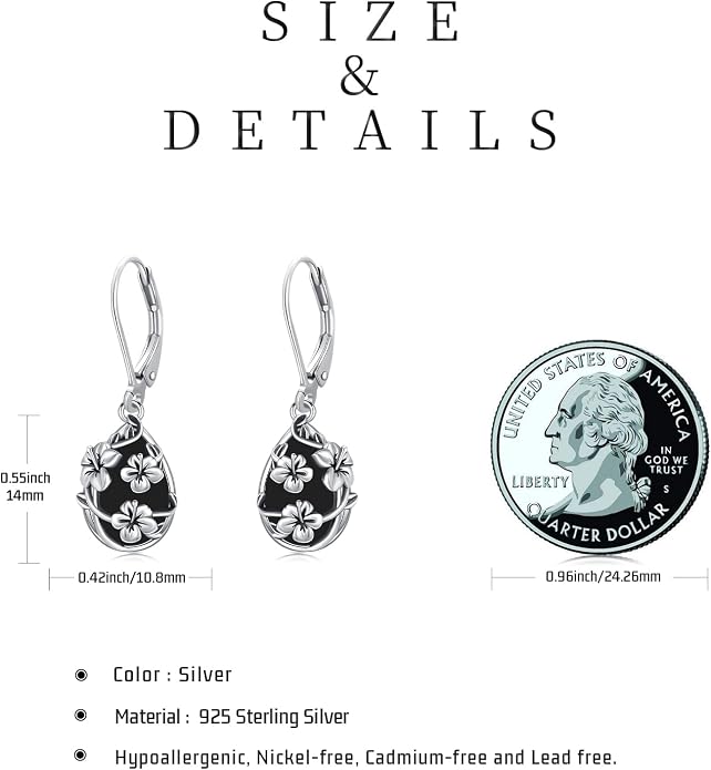Flower Earrings 925 Sterling Silver Flower Teardrop Leverback Dangle Earrings Jewelry Gifts for Women Girls