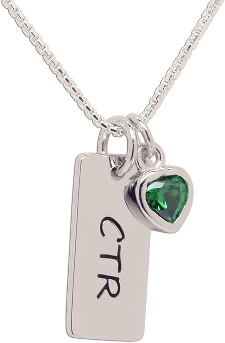 Cherished Moments Girl's .925 Sterling Silver CTR Bar Necklace with Simulated Birthstone Heart Charm