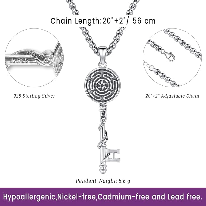 Witchy Jewelry for Women Men Nudo De Bruja Plata 925 Original Witches Knot Necklace Tetragrammaton Hecate Necklace Lilith Necklace Pentagram Necklace Cat Necklace Triple Moon Goddess Pendant Necklace