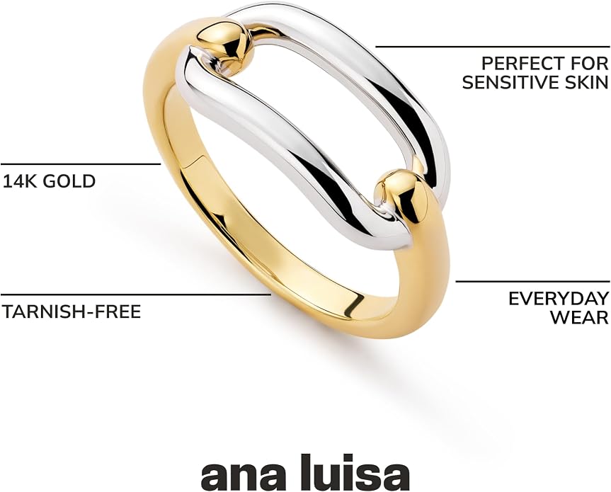 Ana Luisa Gold Rings for Women - 14K Gold Plated Rings for Women Non Tarnish - Trendy Stacking Ring for Daily Wear - Twisted, Heart, Eternity Ring Styles - Hypoallergenic & Water-Resistant Jewelry