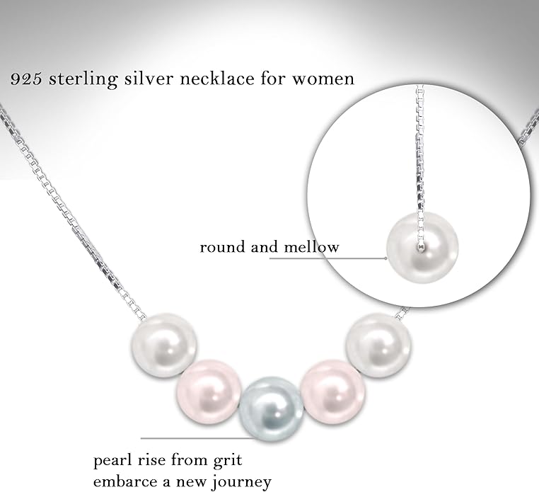 Sereney Sterling Silver Birthday Gifts for Girls Women, Pearl Necklace as 7 9 10 11 13 15 16 18 21 30 40 50 60 Year Old Birthday Gifts, Single Pearl Necklace as Bday Gifts for Friends