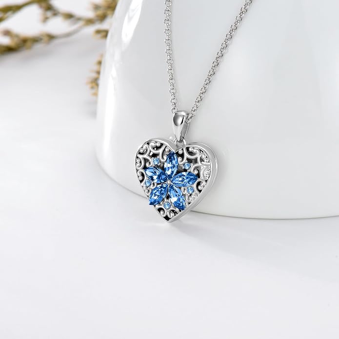 Dorunmo Personalized Locket Necklace 925 Sterling Silver that Holds Pictures Butterfly Birthstone Photo Heart Locket Custom Jewelry Congratulations New Beginnings New Job Gifts for Women