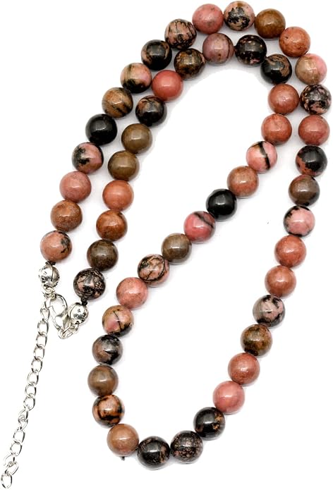 Natural Gemstone Beaded Choker Necklace | 8mm Handmade Adjustable Jewelry for Men & Women | Chakra Balancing Crystal Necklace | Spiritual Gift | Macrame Cord with Extender