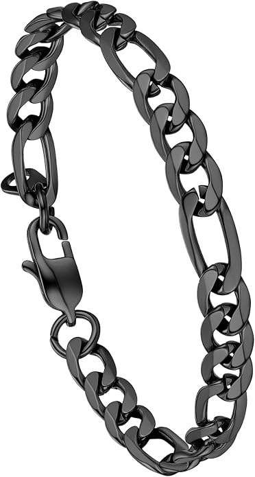 PROSTEEL Silver/Gold/Black Bracelets for Men Figaro Cuban Link, 6mm-13mm Width, 7.5"/8.3"/9" Length, Stainless Steel Mens Bracelet Jewelry with Gift Box