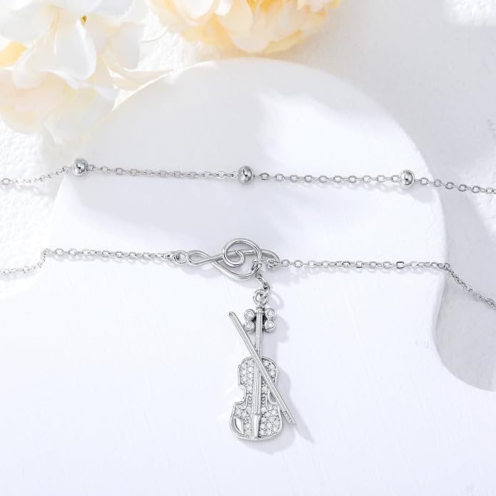 MONGAS Tree of Life/Infinity Cross/Lock and Key/Lotus/Hamsa/Horse/Strawberry/Opal/Lariat/Dragonfly/Heart/Violin Layered Necklace Sterling Silver for Women