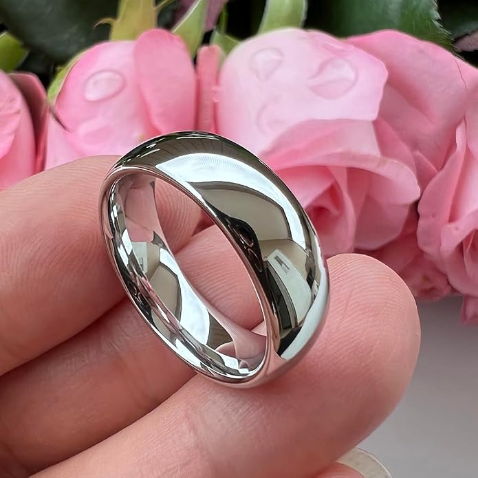 TUTISS 2mm 3mm 4mm 5mm 6mm 7mm 8mm 10mm White Tungsten Rings for Men Women Engagement Wedding Bands Domed Polished Shiny Comfort Fit