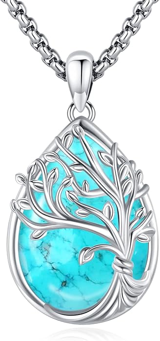 Tree of Life Necklace Sterling Silver Crystal Abalone Shell Tree Pendant with Heart Family Tree Jewelry for Women Mother's Day Gifts