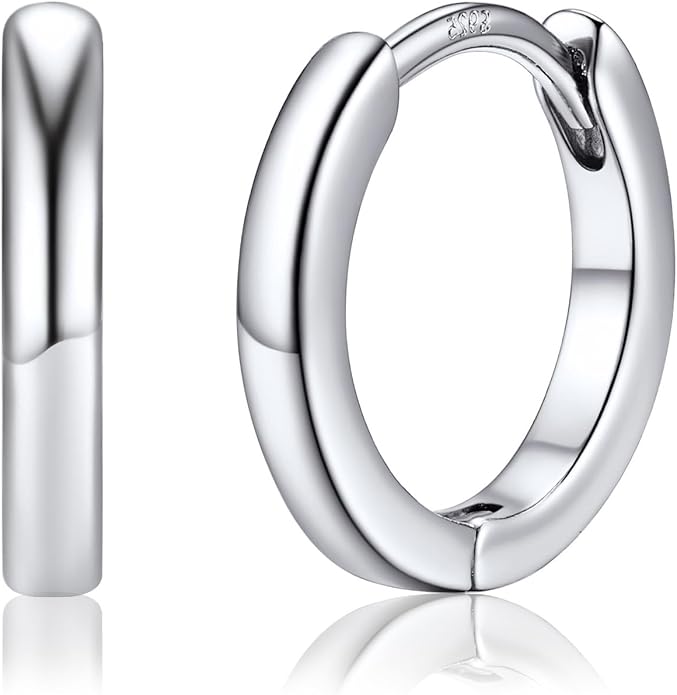 PROSTEEL Hoop Earrings for Women, Huggie Hoop with 925 Sterling Silver Post, 8/10/12/14/16/18/20mm Small Huggie Hoops, 14K Gold Plated/Silver/Black/Rose Gold Hypoallergenic Earrings Jewelry