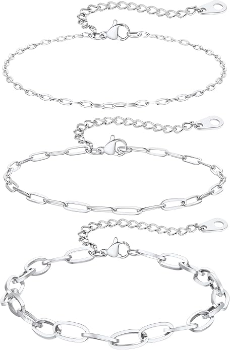 ChainsPro Stainless Steel Waterproof Anklet for Women, Adjustable Non Tarnish Layered Anklets, Trendy Dainty Cuban Link Ankle Bracelet Beach Jewelry Gifts for Swimming & Daily Wear (8.5+2 inches)