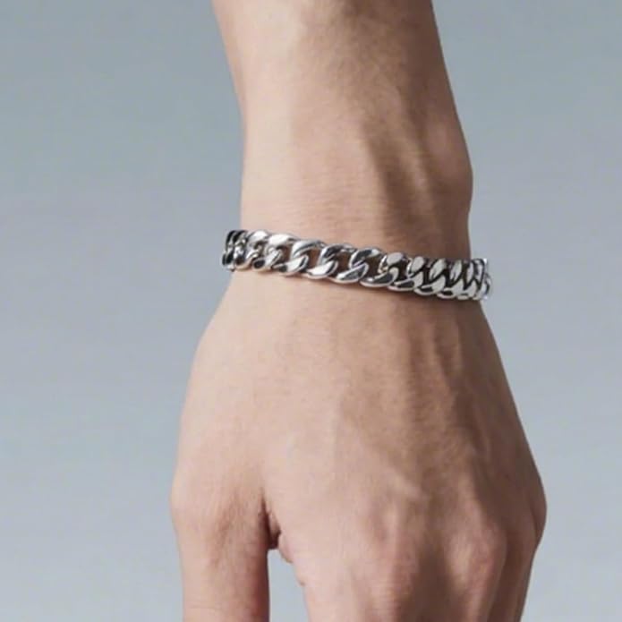 18k Stainless Steel Mens Cuban Link Chain, Miami Cuban Chain Bracelets for Men, 6mm Wide 7.5 8 8.5Inch Hip Hop Mens Bracelets,Gift for Father Husband Son men chain