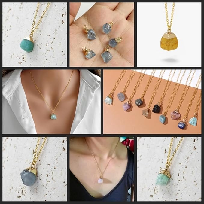 10pcs Irregular Raw Natural Amethyst Rock Stone Pendant Healing Crystal Chakra Gemstone Charm for Jewelry Making DIY Necklace Earrings Accessories Reiki
