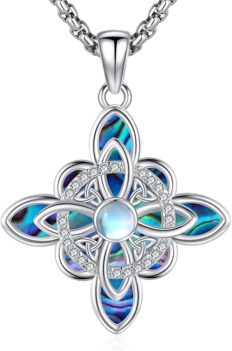 Pentagram Necklace Sterling Silver Triple Moon Goddess/Celtic Knot Witches Knot/Ankh/Sun and Moon/Hecate/Lilith/Santa Muerte/Tetragrammaton Pendant Necklace Pagan Wiccan Magic Egyptian Amulet Jewelry for Women Men