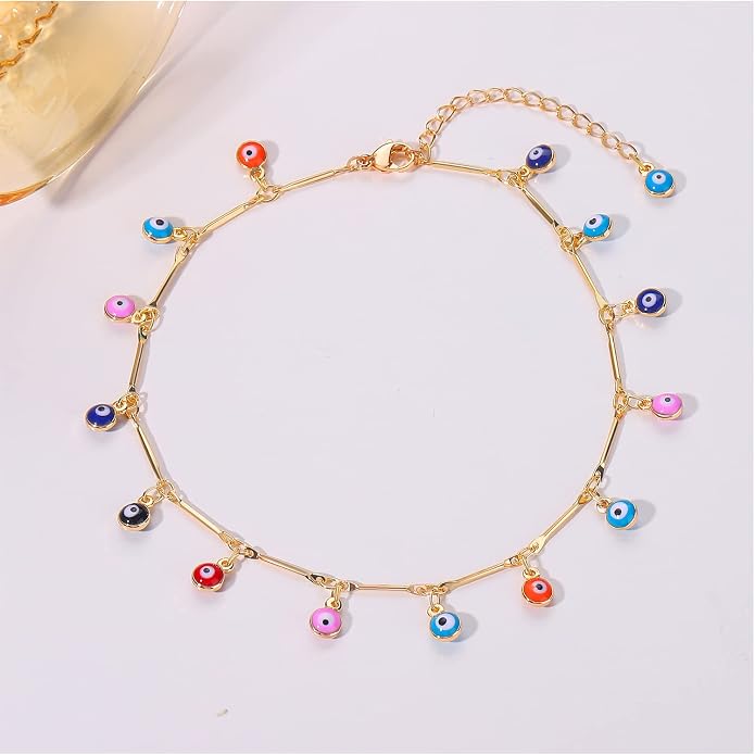 MEVECCO Anklet for Women Gold Chain 14K Gold Plated Dainty Boho Beach Summer Simple Foot Jewelry Ankle Bracelet