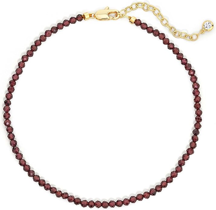 DREMMY STUDIOS Gold Anklet Bracelets for Women 14K Gold Plated Stone Handmade Beaded Link Chain Anklets Jewelry Gift