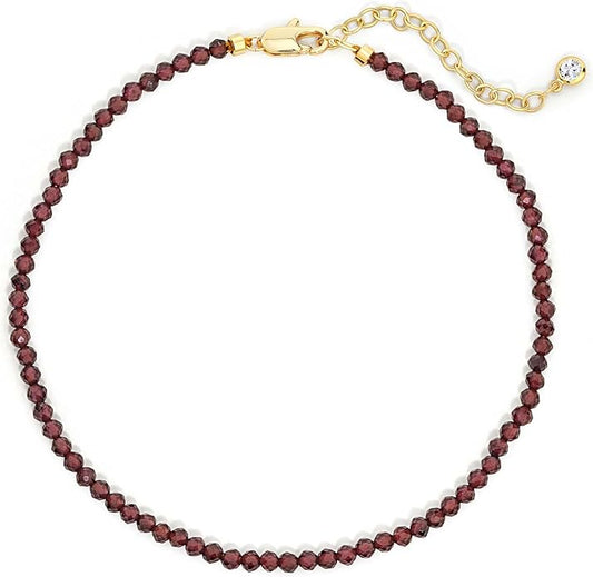 DREMMY STUDIOS Gold Anklet Bracelets for Women 14K Gold Plated Stone Handmade Beaded Link Chain Anklets Jewelry Gift