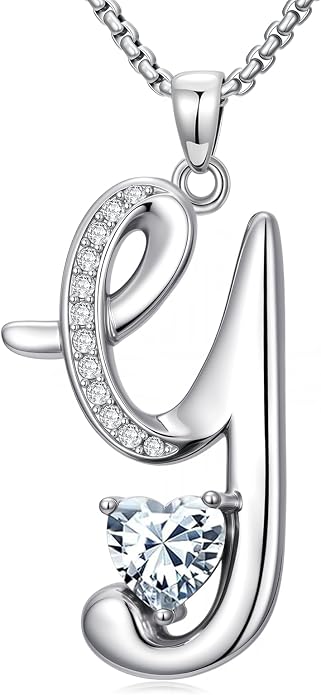 Birthday Gifts for Women Alphabet A to Z Initial Birthstone Pendant Necklaces for Women - 18k White Gold Plated Personalized Name Jewelry Anniversary Graduation Gifts for Wife Her Daughter Girlfriend(with Gift Box)
