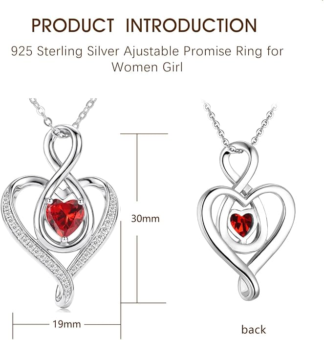 Birthstone Necklace for Women Heart Necklace S925 Sterling Silver Infinity Love Birthday Gifts for Mom Women Wife Girlfriend