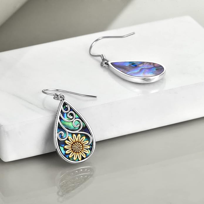 POPLYKE 925 Sterling Silver Tree of Life Dangle Earrings for Women Fashion Abalone Shell Jewelry Gifts for Mom Sister Friend Birthday