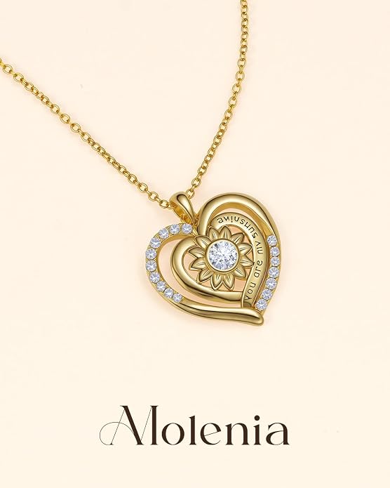 Anniversary Birthday Gifts for Women - Heart Birthstone Necklace: 925 Sterling Silver Rose/White/Yellow Gold Pendant Necklaces Gold Jewelry Gift for Wife Girlfriend Mom Daughter Grandma