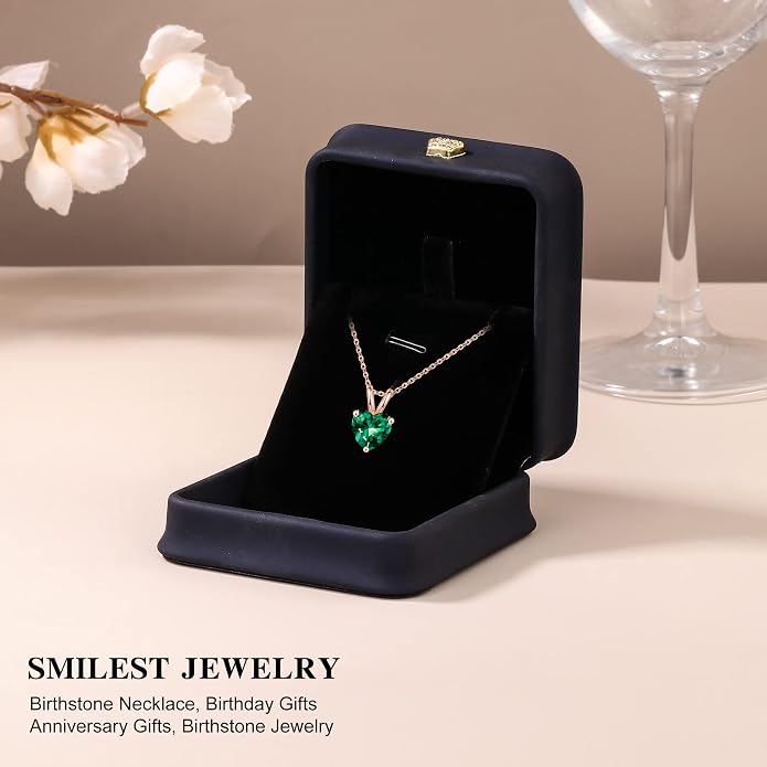 SMILEST Dainty Heart Birthstone Necklace for Women, 925 Sterling Silver Necklace Sparkling Heart Pendant, Anniversary Birthday Gifts for Women Mom Wife Daughter Girlfriend Grandma