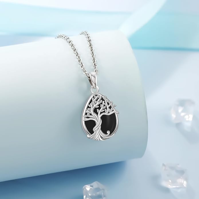 Odinstone Tree of Life Necklace, Sterling Silver Pendant for Women Family Tree Necklaces Jewelry for Mom/Wife/Grandma(With Fine Gift Box)