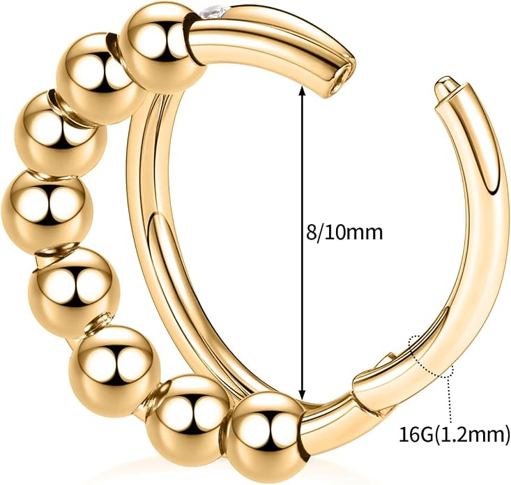 316L Surgical Steel Septum Clicker Ring Nose Ring Hoop Sleeper Hoop Earring Helix Rook Conch Cartilage Daith Tragus Earrings Lobe Nose Piercing Jewelry for Women