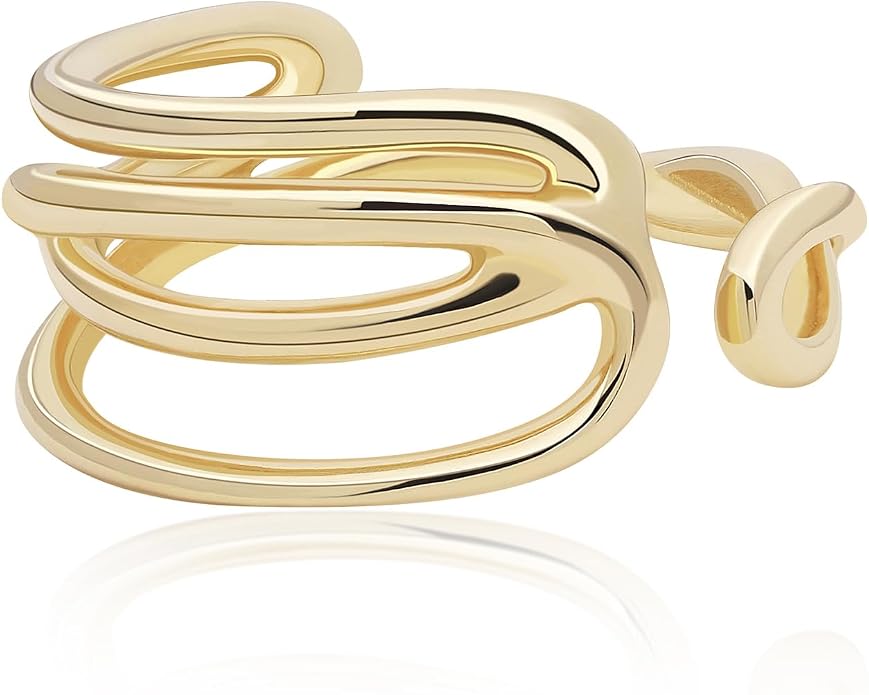 Meissa Gold Thumb Rings for Women Girls Statement Ring Hammered Chunky Band Rings Fashion Wide Band Stackable Index Finger Ring Size Adjustable