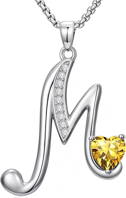 Birthday Gifts for Women Alphabet A to Z Initial Birthstone Pendant Necklaces for Women - 18k White Gold Plated Personalized Name Jewelry Anniversary Graduation Gifts for Wife Her Daughter Girlfriend(with Gift Box)