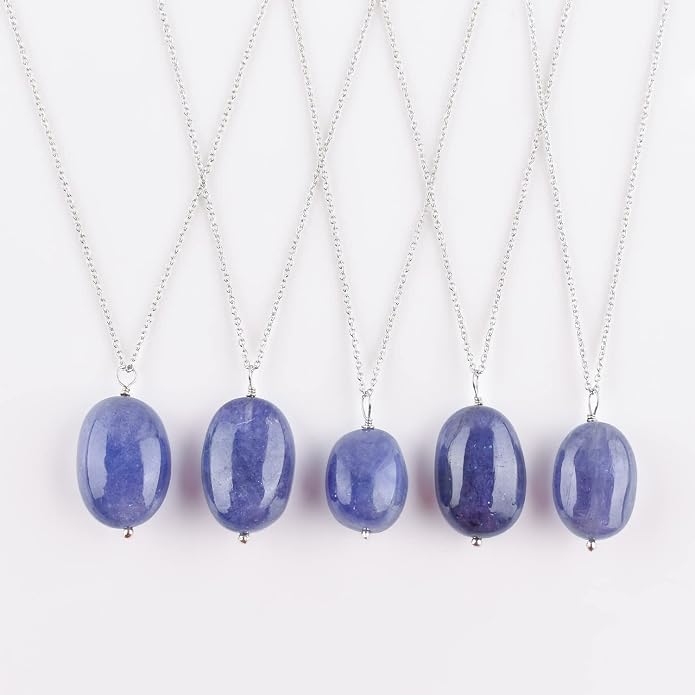 Natural Gemstone Dainty Pendant Necklace for Women Handmade Crystal Jewelry 925 Sterling Silver 18 Inch Chain Healing Chakra Christmas Birthday Gift for Her